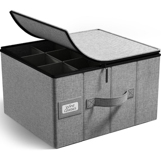Sorbus 15.75" Gray Stemware Storage Chest